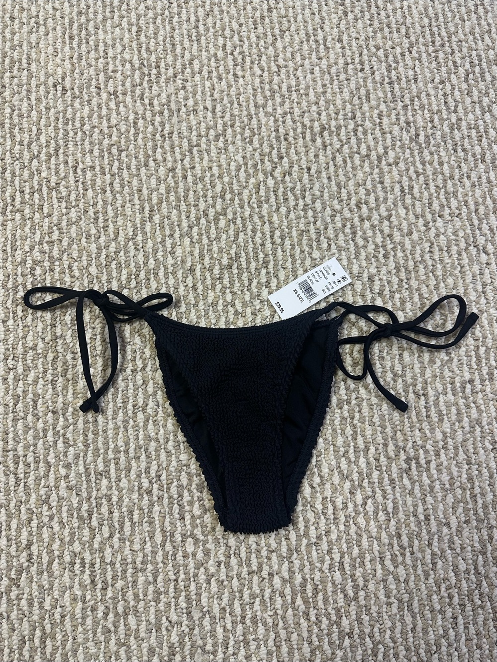 NWT Pacsun Tie-Side Textured Bikini Bottom - Black